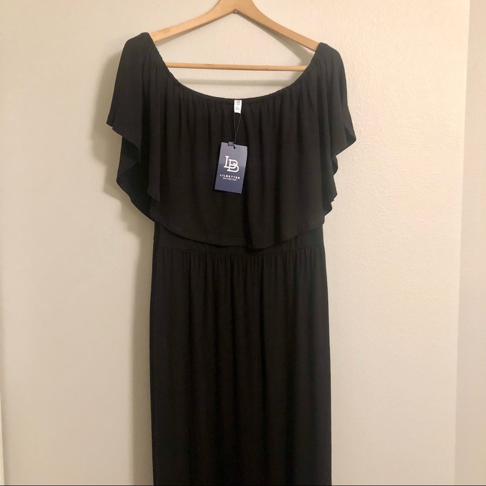 Lilbetter Women’s Off Shoulder Ruffle Party Dresses Side Split Maxi Dress 2XL